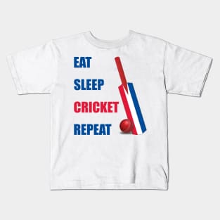 Eat Sleep Cricket Repeat Netherlands Flag Cricket Bat Kids T-Shirt